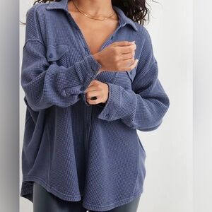Aerie lumber Jane waffle knit button up jacket size XXS